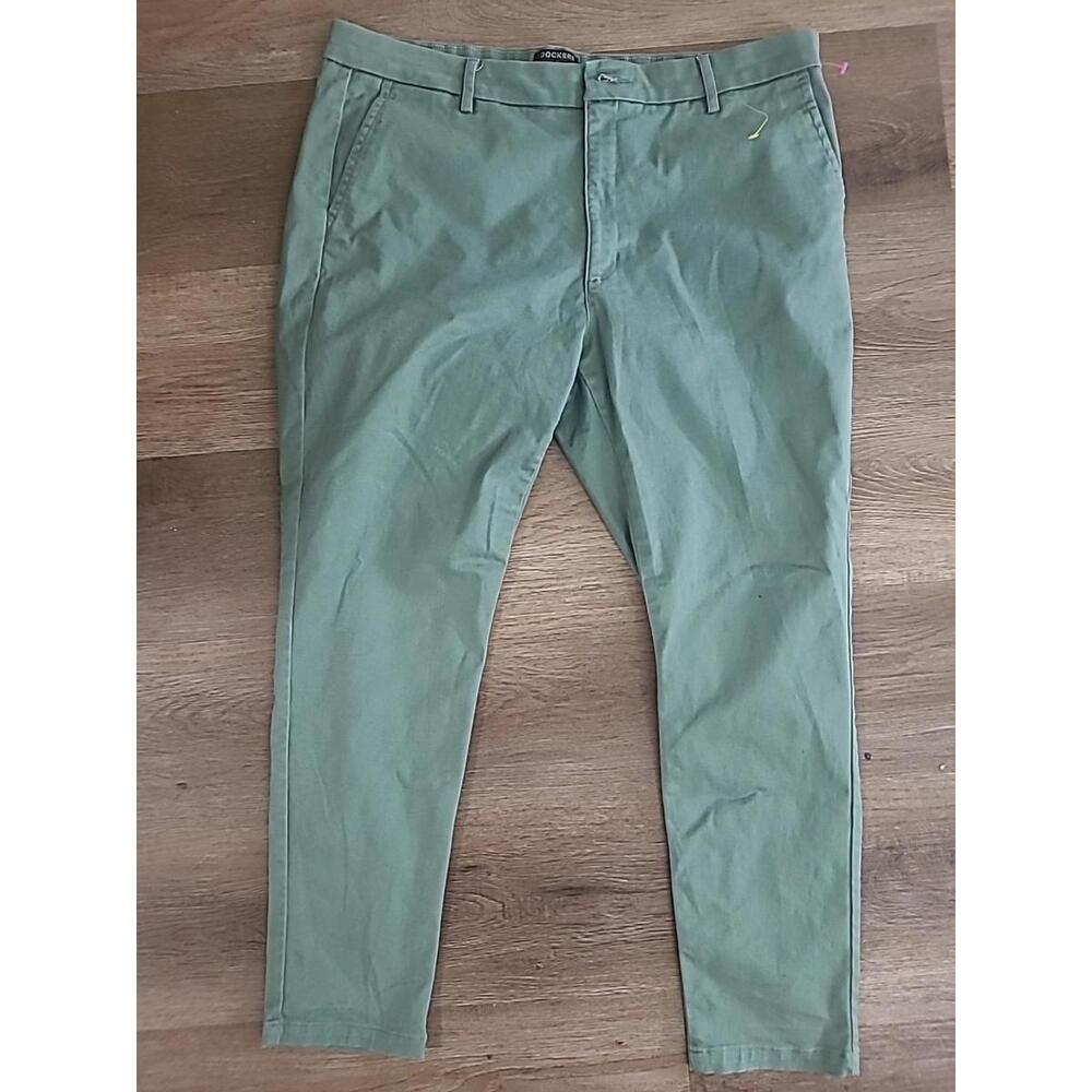 Dockers Mens 34 Skinny Coupe Filiforme Green Pants